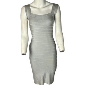 Herve Leger bodycon dress grey / silver xs